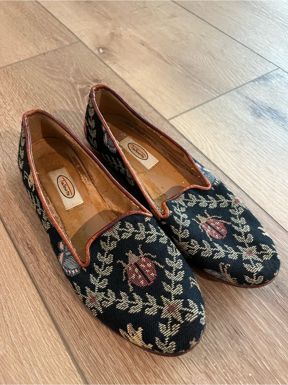 Talbots Vintage Needlepoint Ladybug Loafers